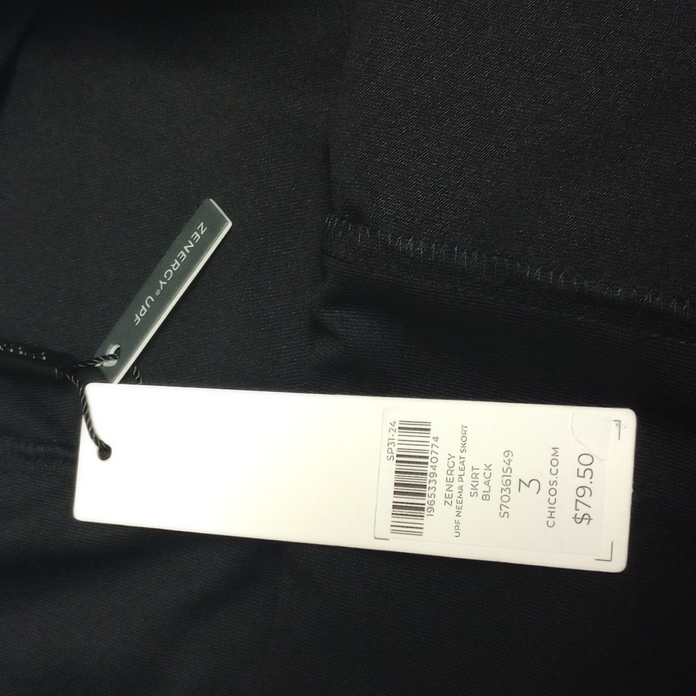 🆕 CHICO'S ZENERGY BLACK NEEMA UPF 50+ PLEATED SKORT SKIRT TENNIS GOLF - Picture 10 of 14